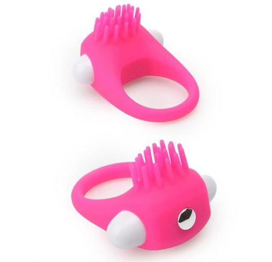 Розовое эрекционное кольцо с щеточкой LIT-UP SILICONE STIMU RING 5 - Dream Toys - в Волгограде купить с доставкой