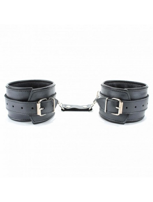 Наручники из гладкой кожи - БДСМ Арсенал - купить с доставкой в Волгограде