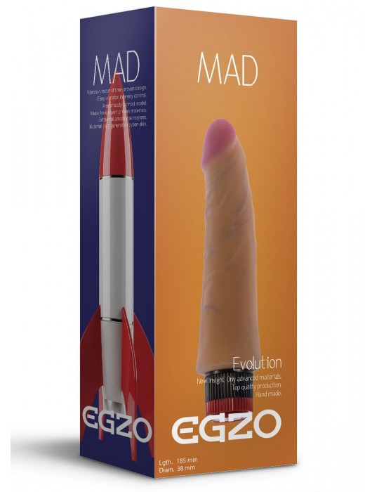 Реалистичный мультискоростной вибратор без мошонки Mad Rocket - 18,5 см. - EGZO