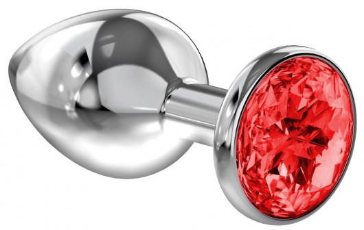 Большая серебристая анальная пробка Diamond Red Sparkle Large с красным кристаллом - 8 см. - Lola Games - купить с доставкой в Волгограде