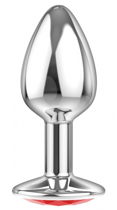 Малая серебристая анальная пробка Diamond Red Sparkle Small с красным кристаллом - 7 см. - Lola Games - купить с доставкой в Волгограде