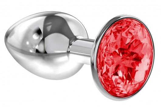 Малая серебристая анальная пробка Diamond Red Sparkle Small с красным кристаллом - 7 см. - Lola Games - купить с доставкой в Волгограде