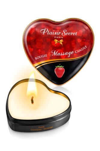 Массажная свеча с ароматом клубники Bougie Massage Candle - 35 мл. - Plaisir Secret - купить с доставкой в Волгограде
