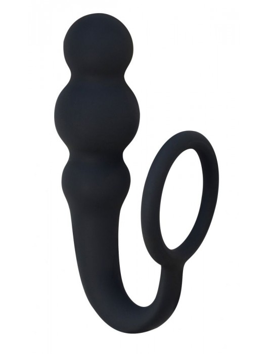 Чёрное эрекционное кольцо Legend с анальным стимулятором - Lola Games - в Волгограде купить с доставкой