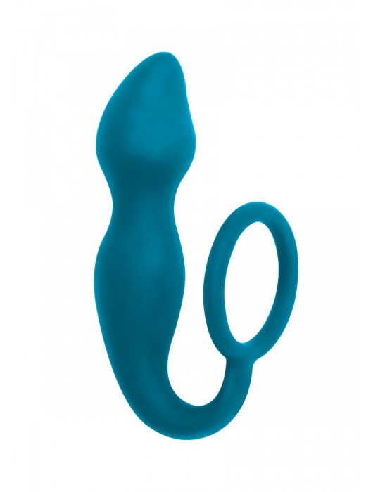 Бирюзовое эрекционное кольцо Sensation с анальным стимулятором - Lola Games - в Волгограде купить с доставкой