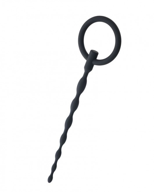 Чёрный уретральный плаг с кольцом - ToyFa - купить с доставкой в Волгограде