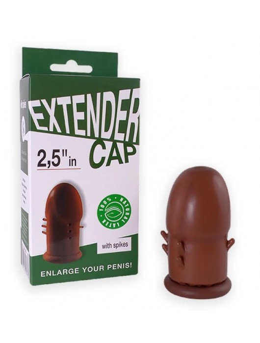Коричневый латексный удлинитель пениса 2.5 in с шипиками - Sitabella - в Волгограде купить с доставкой