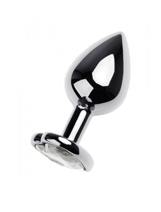 Серебристая анальная пробка с прозрачным кристаллом-сердцем - 8 см. - ToyFa - купить с доставкой в Волгограде