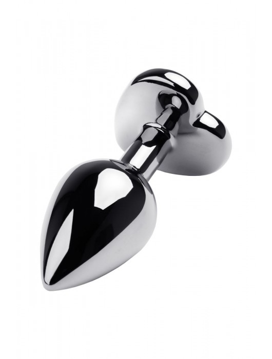 Серебристая анальная пробка с прозрачным кристаллом-сердцем - 8 см. - ToyFa - купить с доставкой в Волгограде