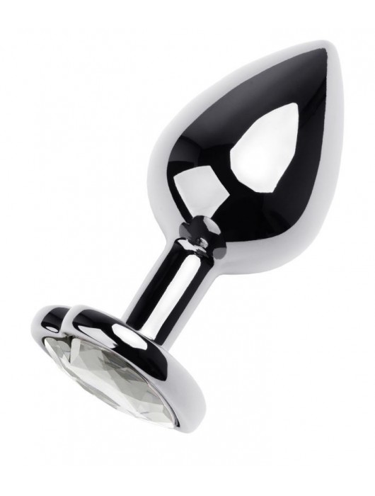 Серебристая анальная пробка с прозрачным кристаллом-сердцем - 8 см. - ToyFa - купить с доставкой в Волгограде