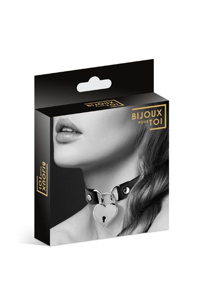 Черный чокер с замком в форме сердца - Bijoux Pour Toi - купить с доставкой в Волгограде