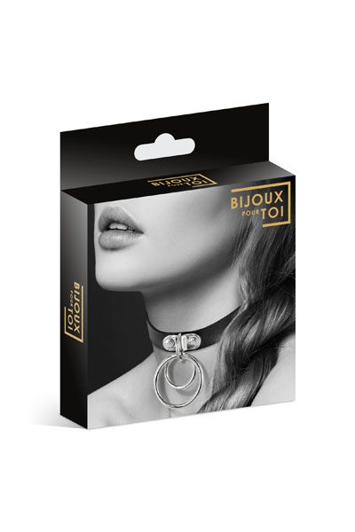 Черный чокер с двумя кольцами - Bijoux Pour Toi - купить с доставкой в Волгограде
