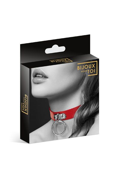 Красный узенький чокер с кольцом - Bijoux Pour Toi - купить с доставкой в Волгограде