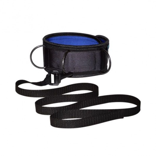 Чёрно-синий неопреновый ошейник с поводком - Sitabella - купить с доставкой в Волгограде