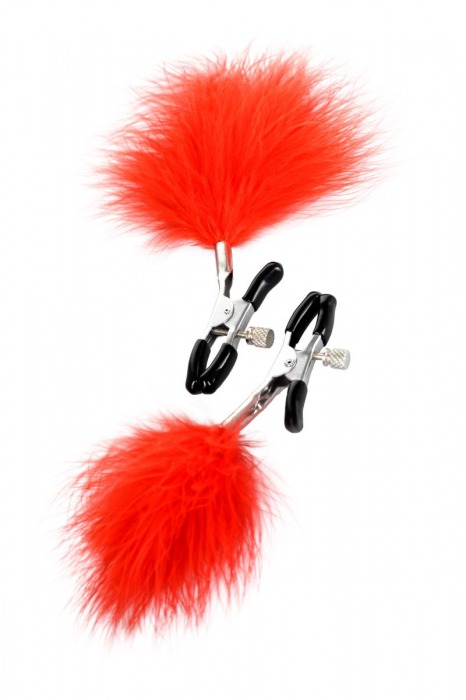 Зажимы для сосков с красным пухом Theatre - ToyFa - купить с доставкой в Волгограде