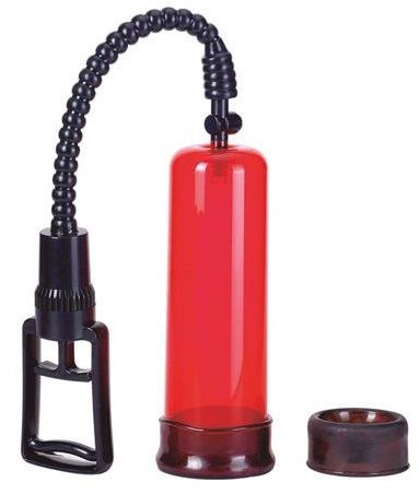 Вакуумная помпа с двумя сменными насадками NEW STAY HARD PUMP CLEAR RED - Seven Creations - в Волгограде купить с доставкой